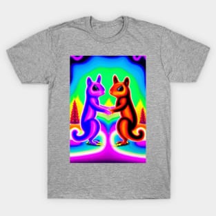 CARTOON 2 SQUIRRELS DANCING AT SUNSET T-Shirt